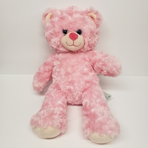 Build a Bear 16" Pink Peach Swirly Fur Blue Eyes Teddy Bear 2014 Plush - Picture 1 of 4
